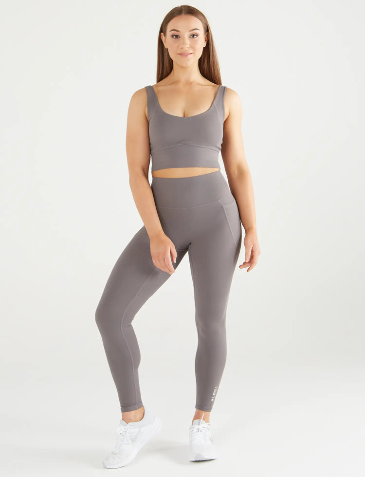 zleek flezy full support sport bra fossil grey