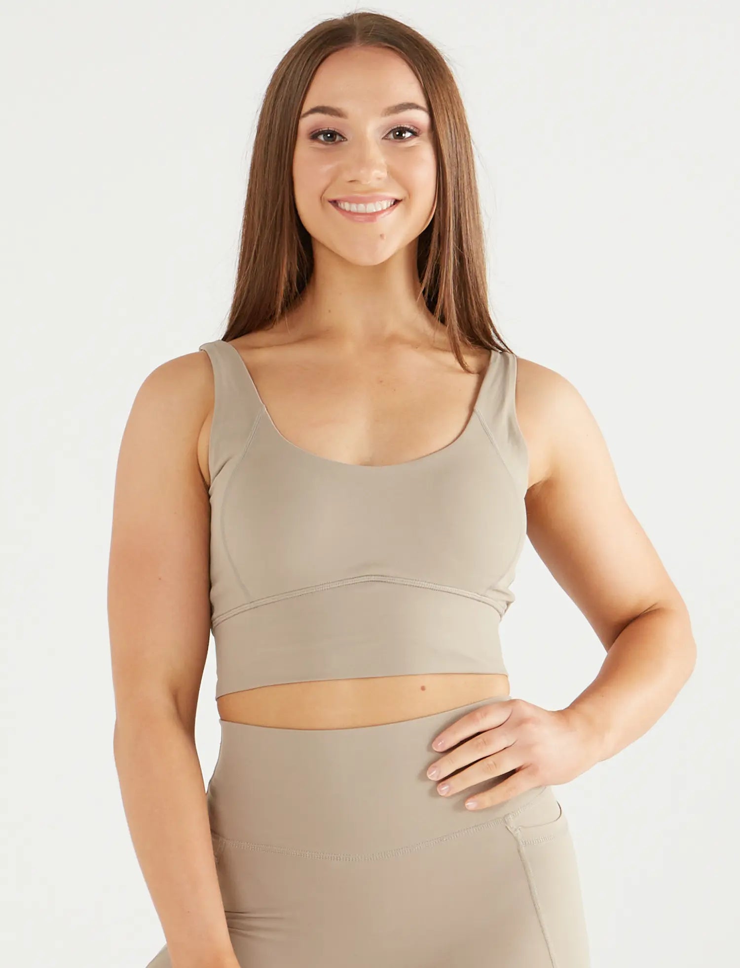 zleek flezy full support sport bra beige