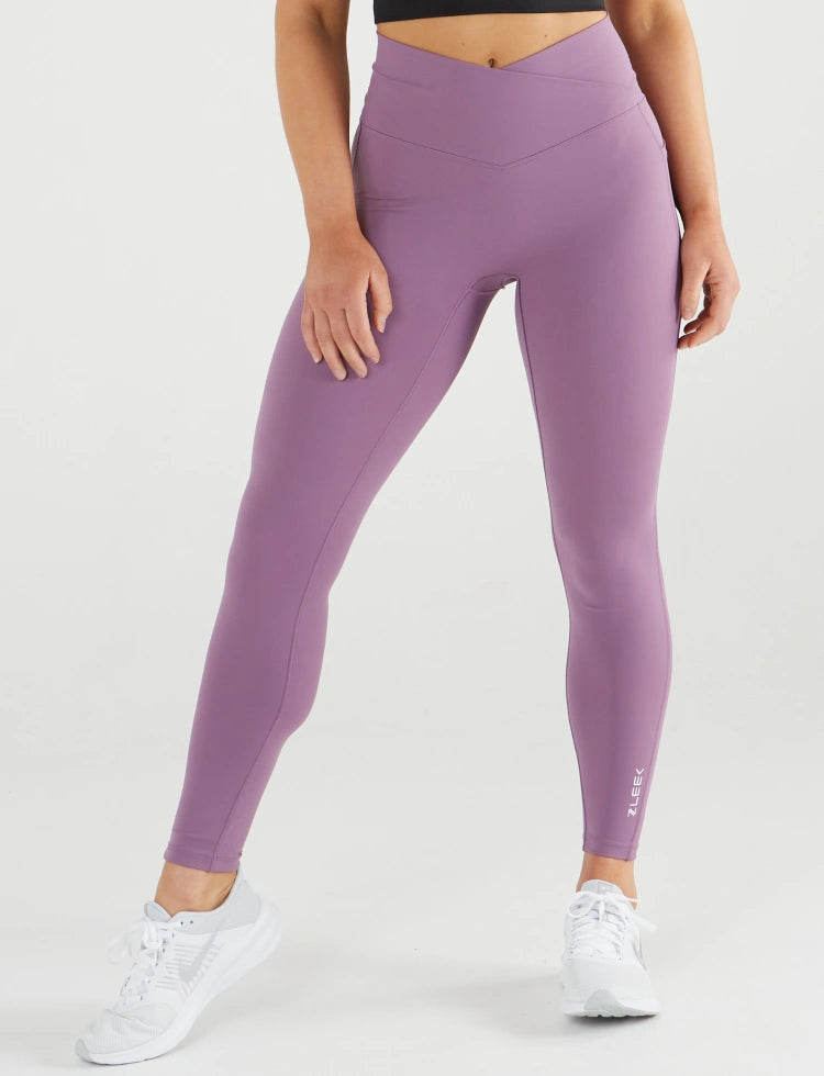 Just Tickle Me Pink crossover leggings with pockets 