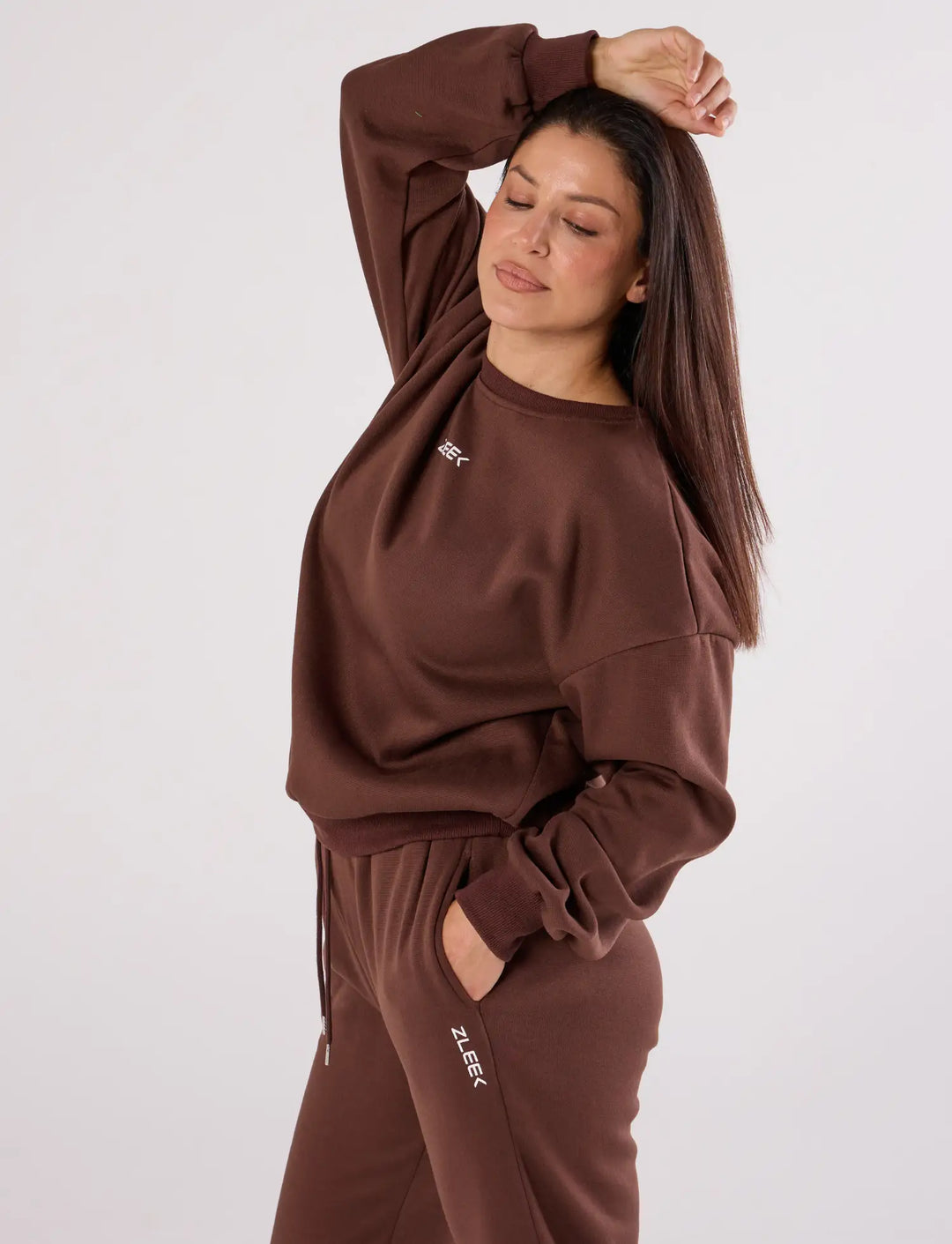 zleek cozychic joggers dark brown