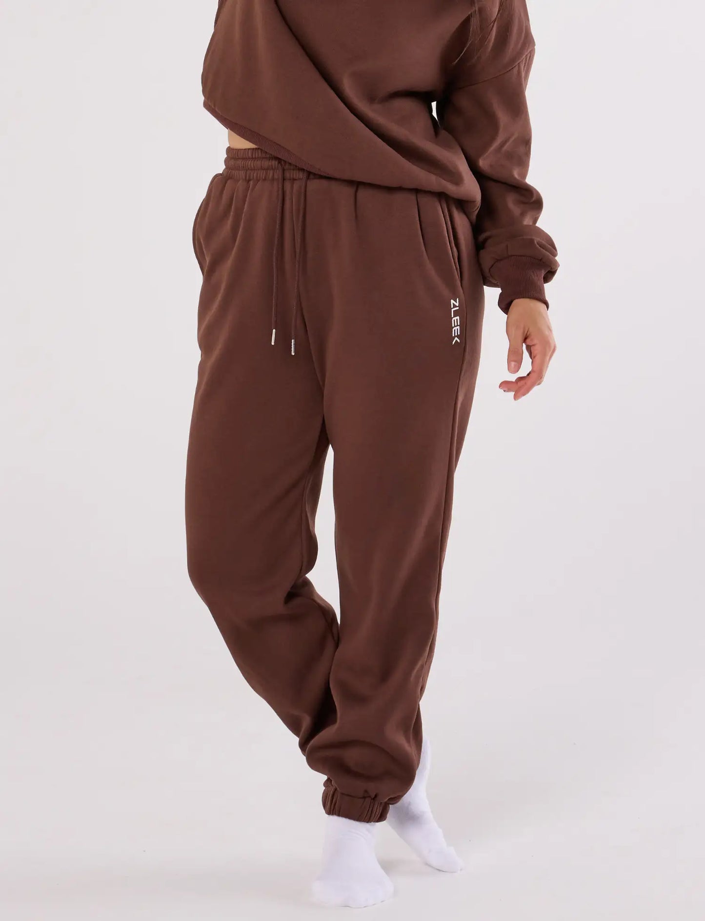 zleek cozychic joggers dark brown