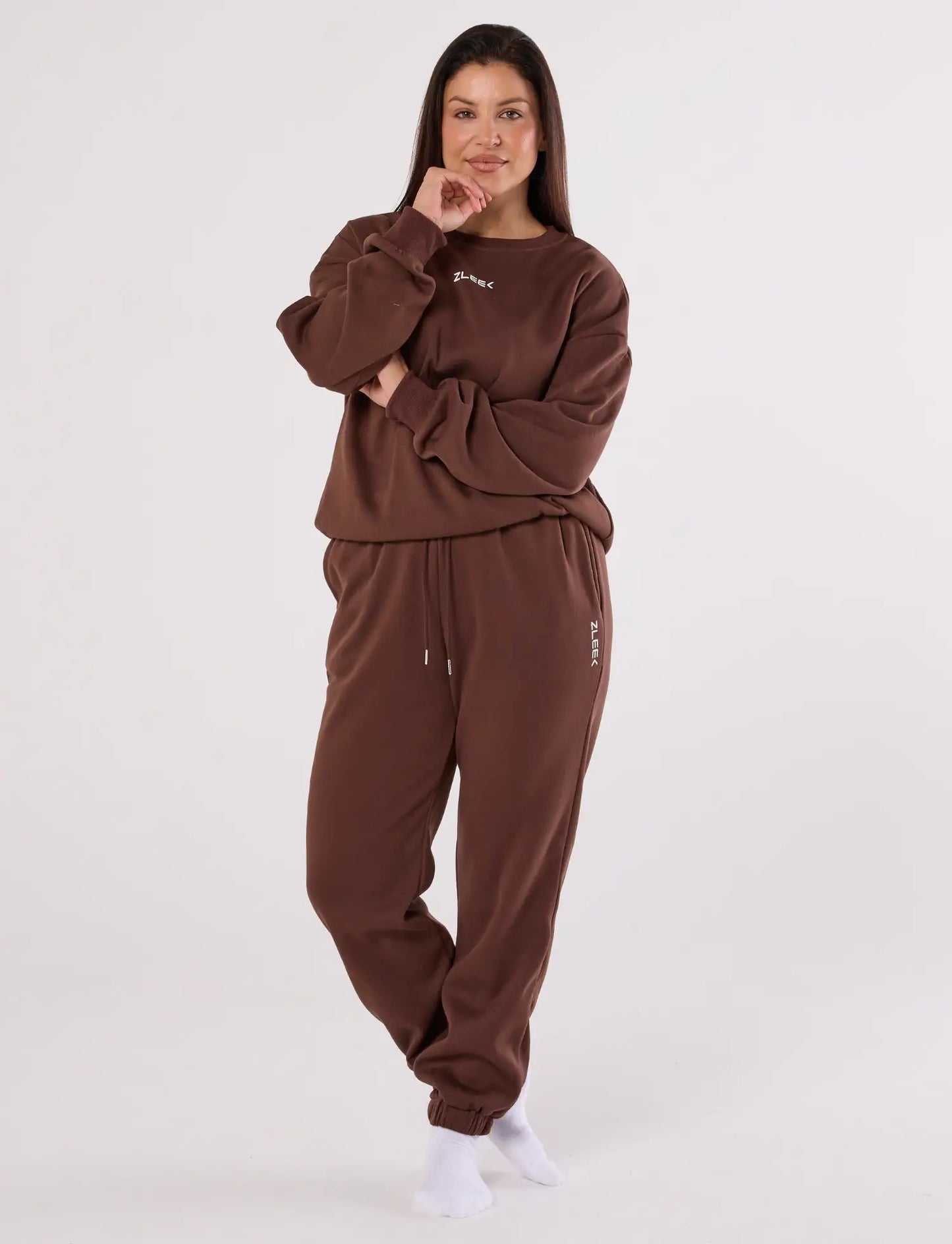 zleek cozychic joggers dark brown