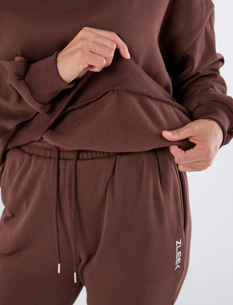 zleek cozychic joggers dark brown